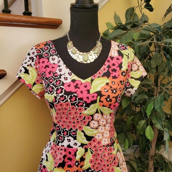 Kaari Blue V Neck Floral Print Dress Sz XS - Picture 2 of 8